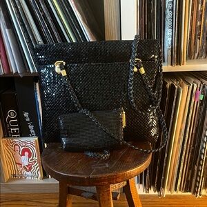 Vintage Another Y & S Black Sequin Shoulder Bag with a wallet